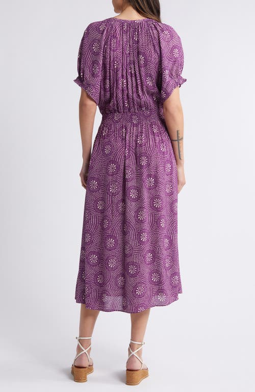 Shop Sessun Sessùn Amber Button Front Midi Dress In Plum Kamni