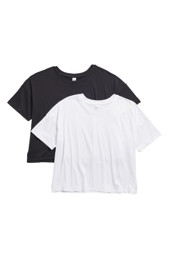 Shop 90 Degree By Reflex 2-pack Deluxe Cropped T-shirts In Black/white
