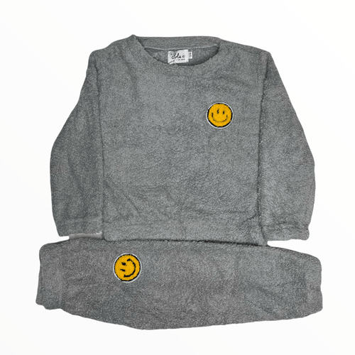 Shop Lola + The Boys Bright Smile Patch Fuzzy Set In Grey