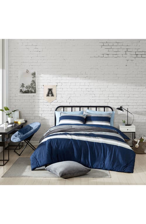 NAUTICA NAUTICA HEATHERED BLOCK STRIPE COMFORTER SET