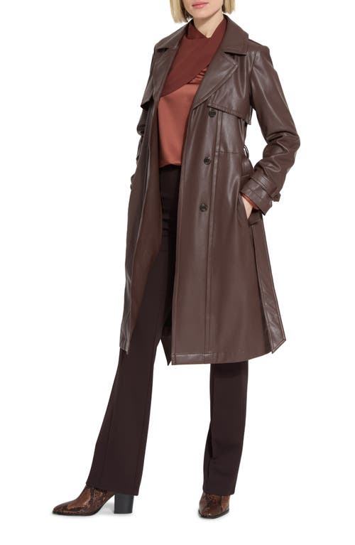 Shop Lyssé Cielo Water Resistant Faux Leather Trenchcoat In Dark Mocha