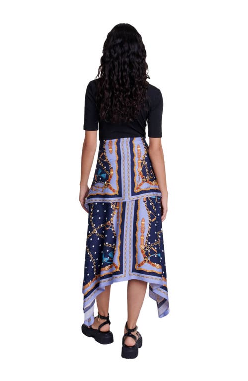 Shop Maje Illusion Effect Patterned Dress In Chain Scarf Print Blue