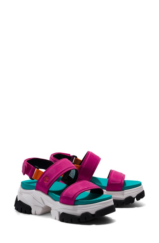 Timberland Adley Way Platform Sandal In Bright Pink Nubuck