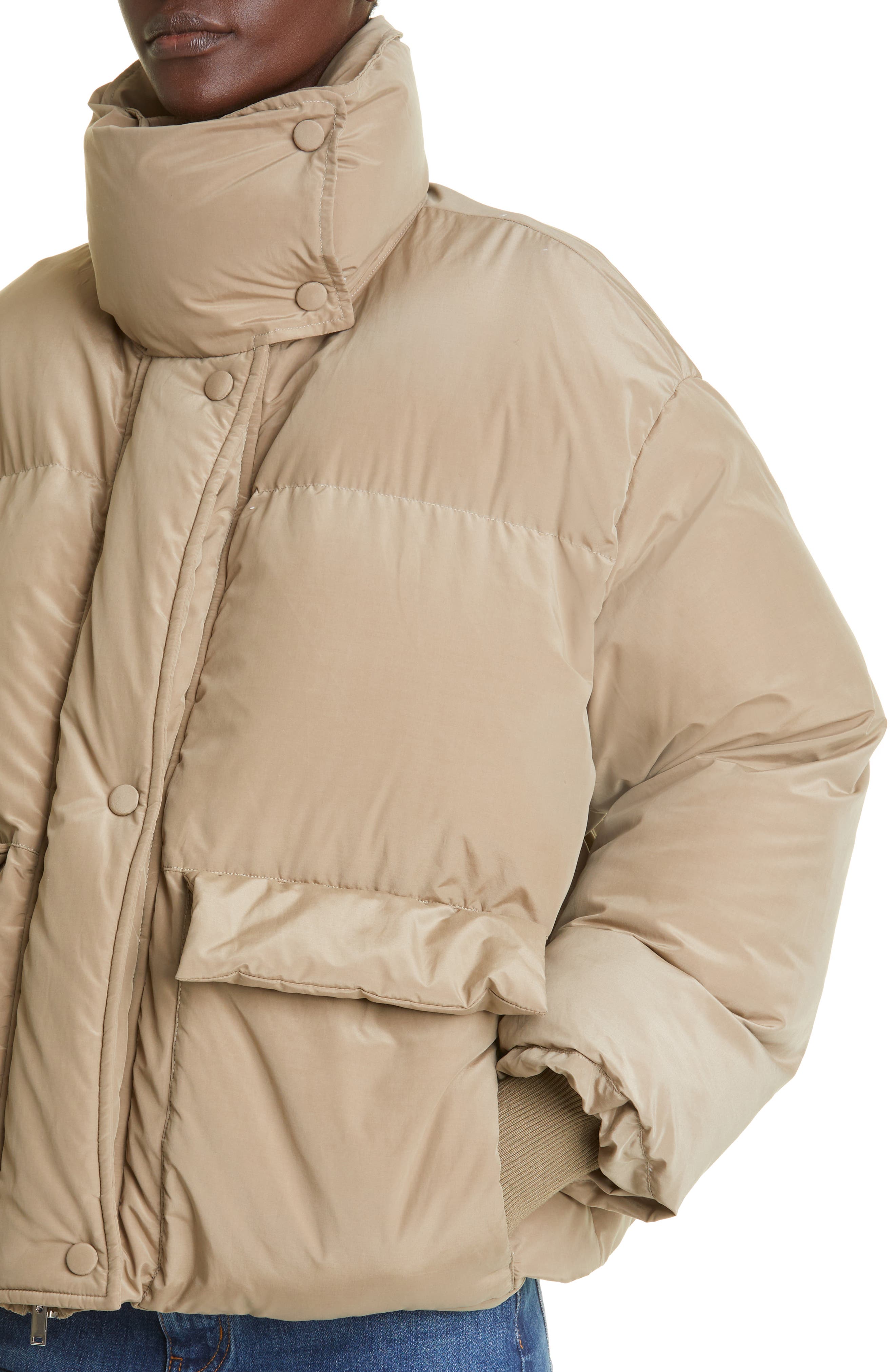 Stella McCartney - Technical Puffer Jacket, Woman, Taupe, Size: 34