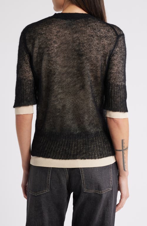 Shop Hugo Boss Boss Friskina Double Layer Mohair Blend Sweater In Black Overlay Combo