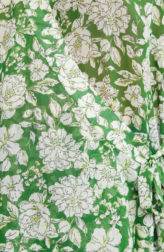 Shop Estelle Field Floral Wrap Top In Green Floral