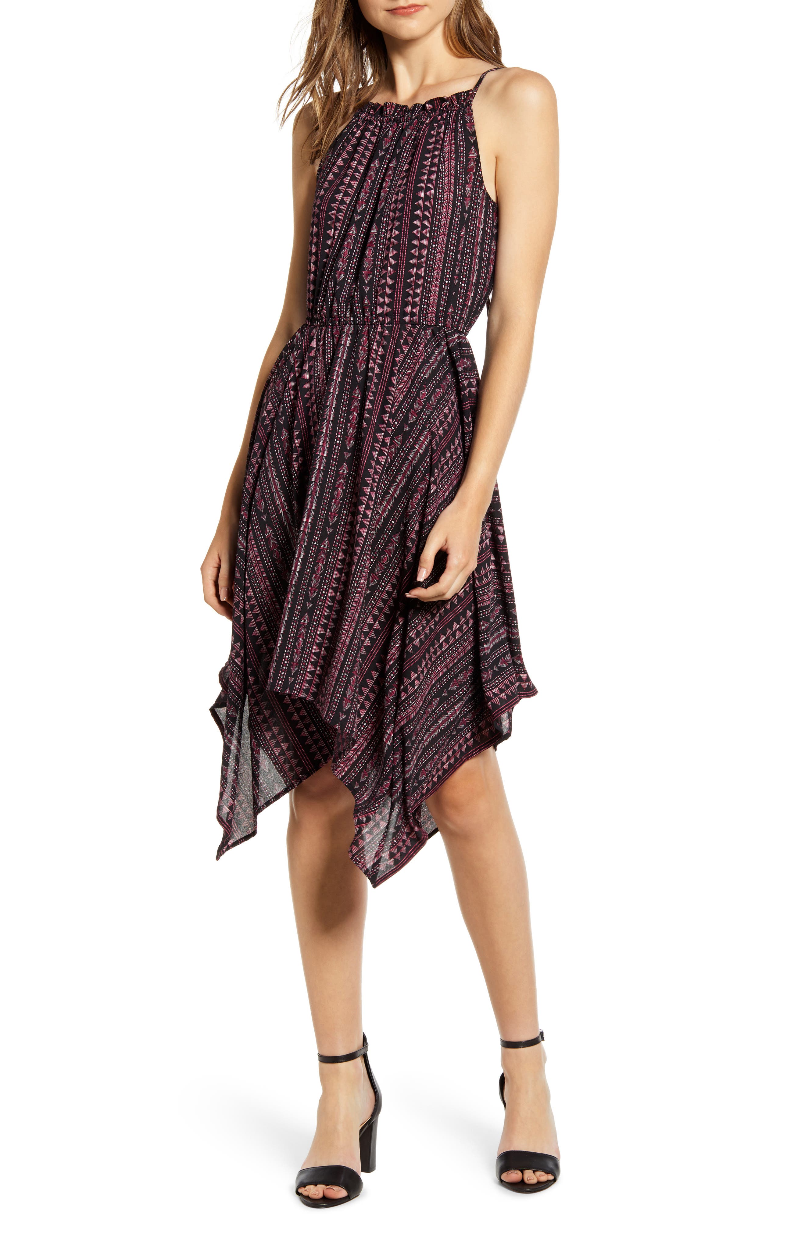 1.state Handkerchief Hem Sleeveless Dress, Pink