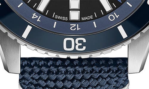Mido Ocean Star Gmt Automatic Canvas Strap Watch, 44mm In Blue/silver