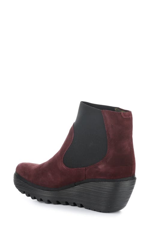 Fly London Yade Wedge Bootie In Wine Oil Suede
