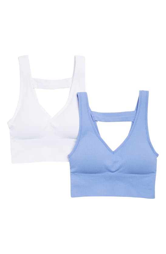 90 Degree By Reflex Women's Seamless Ribbed Cropped Bra Top 2pk