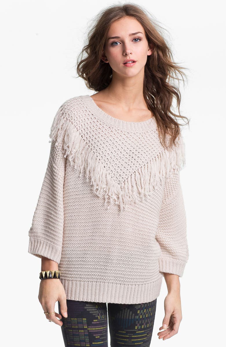 Rubbish® Fringed Slouchy Sweater (Juniors) | Nordstrom