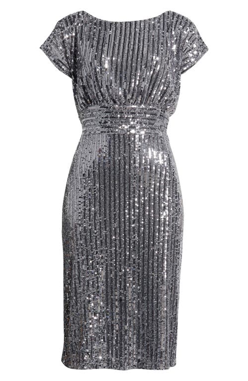 Shop Connected Apparel Sequin Cocktail Dress In Charcoal