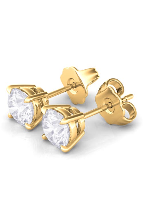 Hautecarat Round Brilliant Cut Lab Created Diamond Stud Earrings In 4.00 Ctw Yellow Gold
