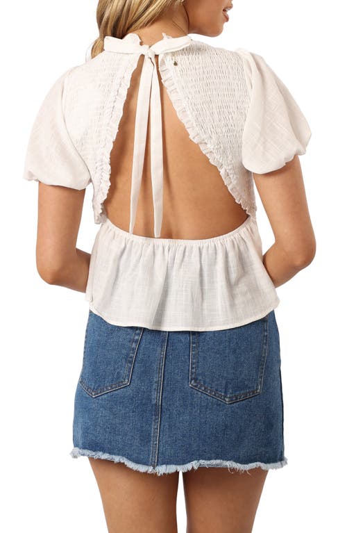 Petal And Pup Petal & Pup Tamara Cotton Smocked Open Back Peplum Top In White