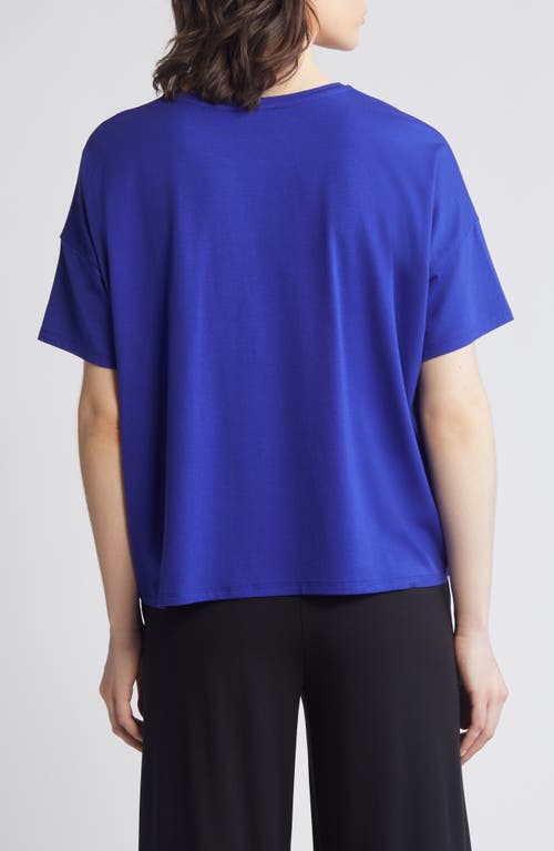 Shop Eileen Fisher Bateau Neck Boxy T-shirt In Blue Violet