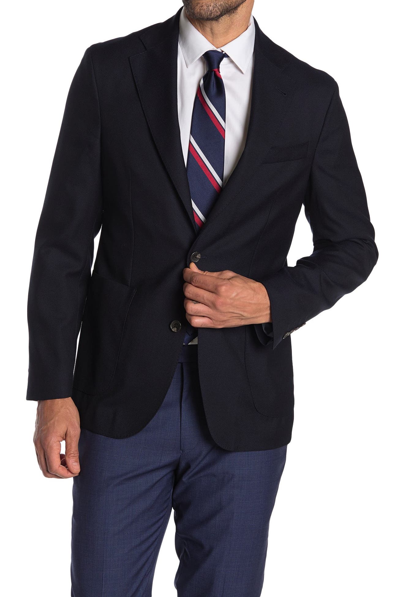 Strong Suit | Navy Solid Two Button Notch Lapel Wool Sport Coat ...