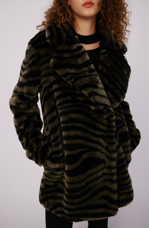 Shop Diane Von Furstenberg Tanesha Faux Fur Coat In Zebra Olive