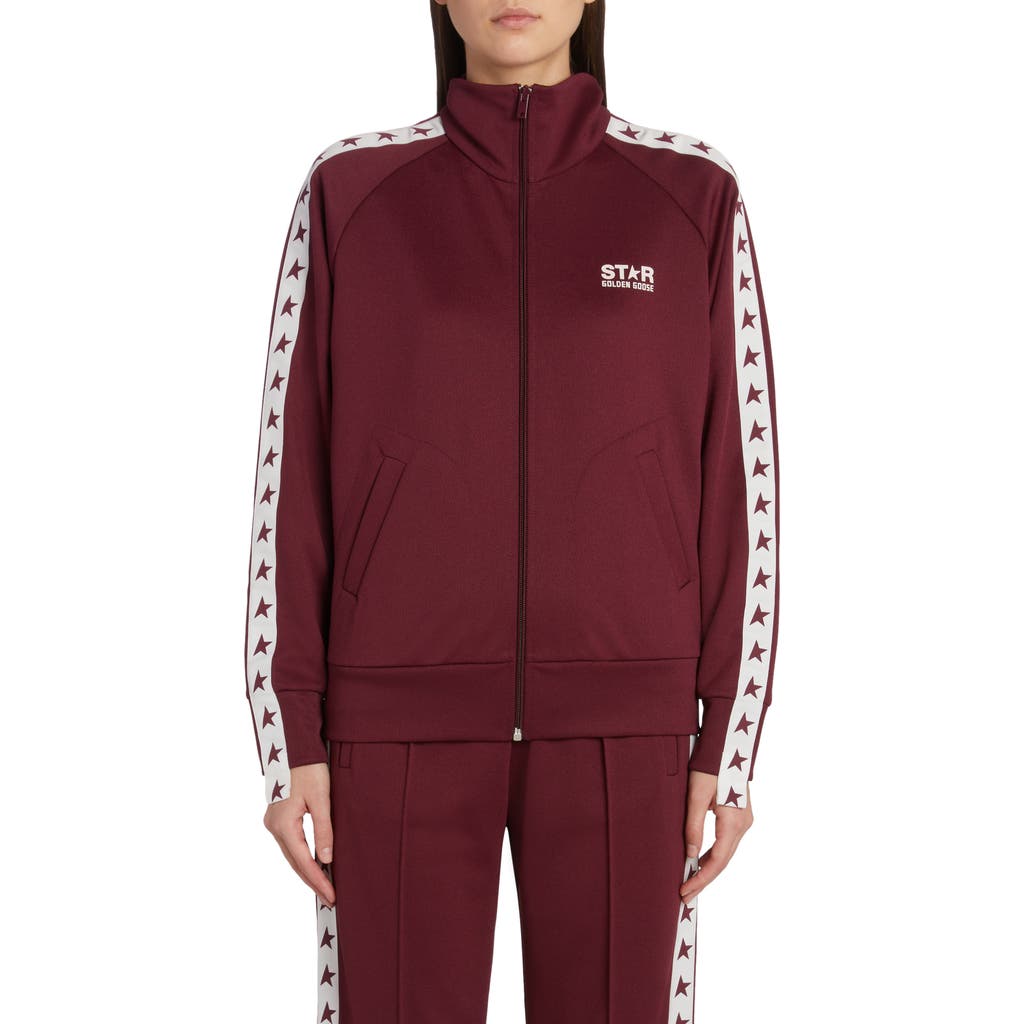 Shop Golden Goose Star Logo Track Jacket In Windsor Wine/white