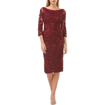 Js Collections Soutache Chiffon Sheath Dress, Red