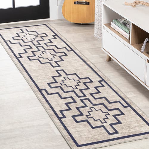 JONATHAN Y JONATHAN Y ASHKII MINIMALIST MEDALLION MACHINE-WASHABLE AREA RUG