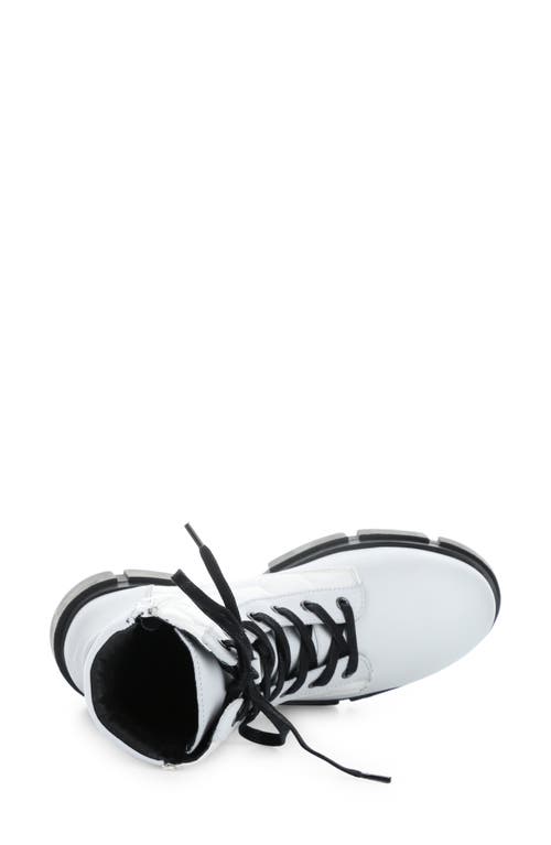 Bos. & Co. Libel Quilted Waterproof Combat Boot In White Feel/acolchoado