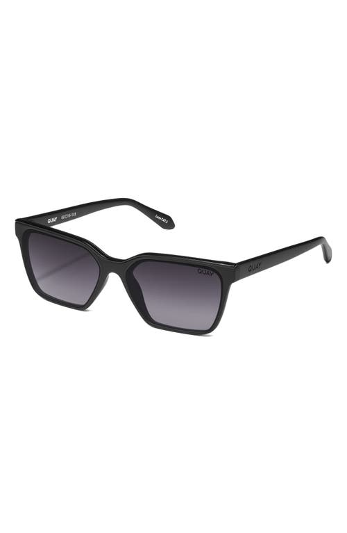 Shop Quay Top Shelf 41mm Gradient Small Square Sunglasses In Matte Black/smoke