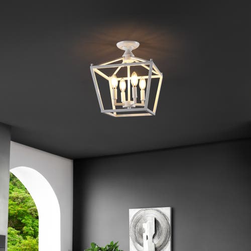 Jonathan Y Plains 4-light Iron Modern Farmhouse Led Flush Mount In White