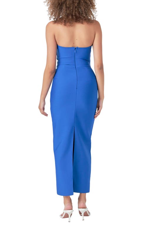 Endless Rose Strapless Sweetheart Neck Knit Dress In Blue