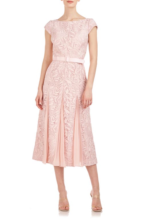 Angela Lace A-Line Midi Dress in Soft Blush