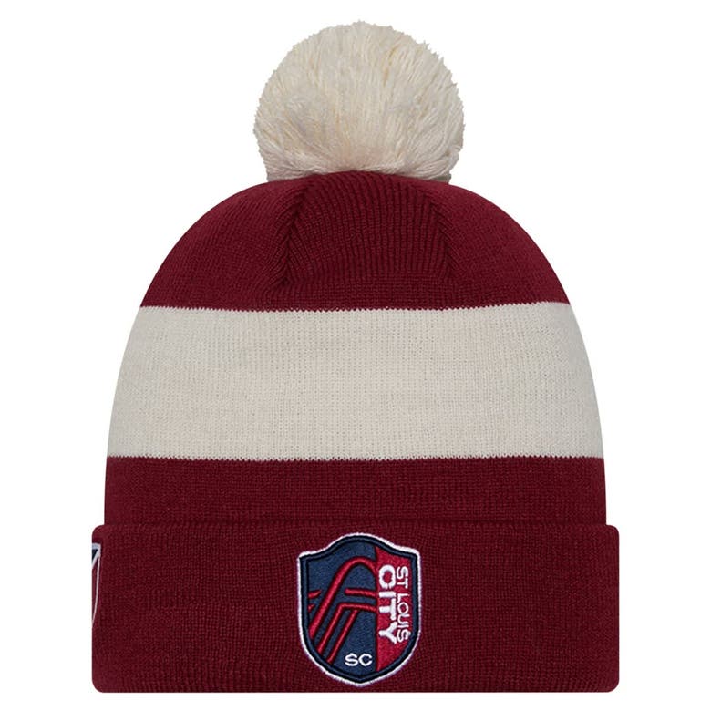 Shop New Era Red St. Louis City Sc 2024 Kick Off Collection Cuffed Knit Hat With Pom