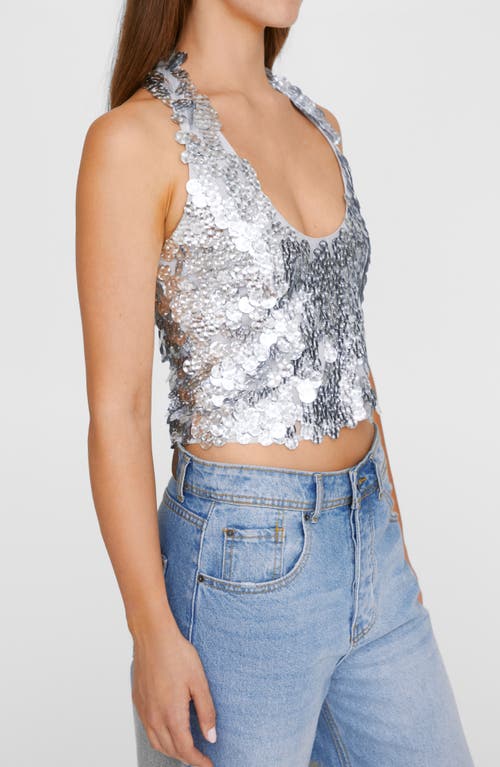 Shop Nasty Gal Paillette Halter Top In Silver