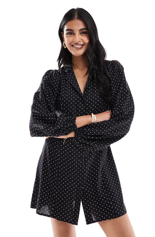 Shop Miss Selfridge Long Sleeve Mini Shirtdress In Black Multi