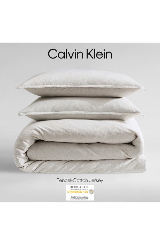 Shop Calvin Klein Mélange Cotton Blend Jersey Duvet & Shams Set In White