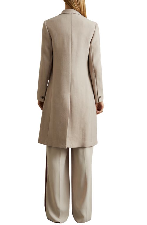 Shop Reiss Louis Wool Blend Coat In Stone