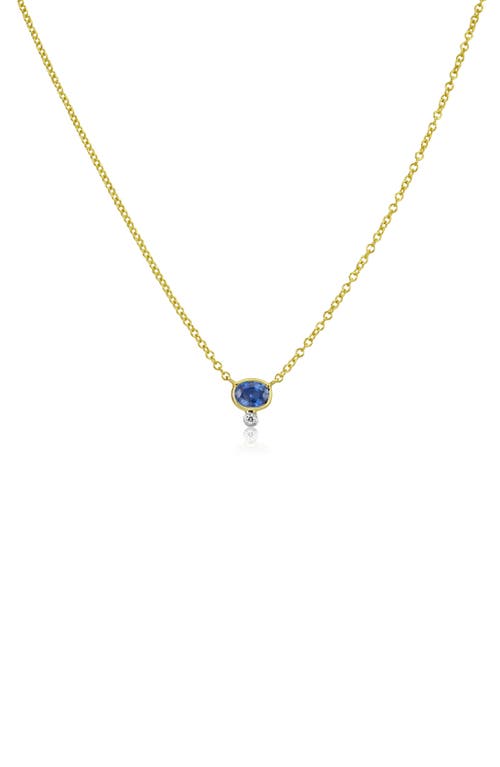 Meira T Sapphire & Diamond Pendant Necklace in Gold/Blue at Nordstrom, Size 18