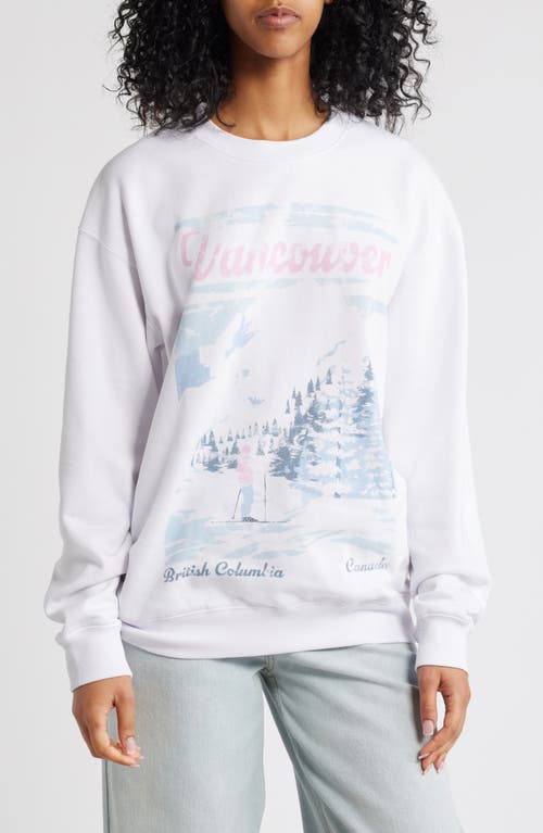 Golden Hour Vancouver Ski Fleece Graphic Sweatshirt In Washed Bright White