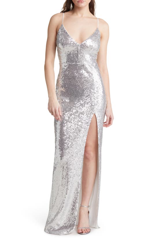 Lnl Sequin Gown In Silver