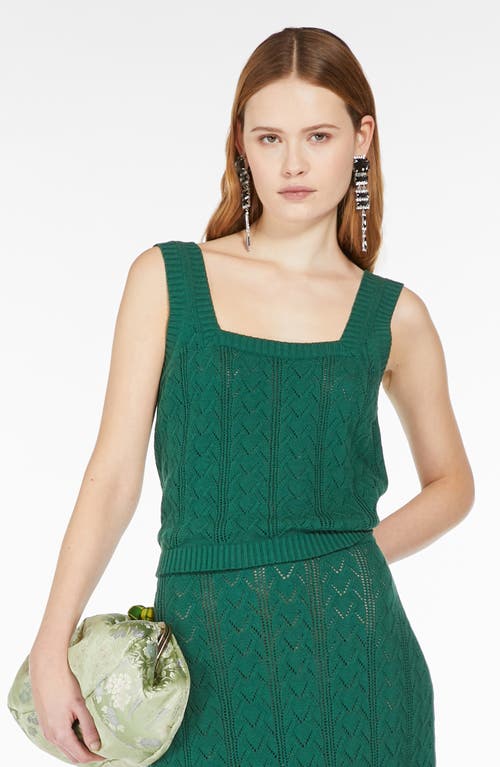 Shop Max Mara Zanora Cotton Blend Pointelle Sweater Tank In Green