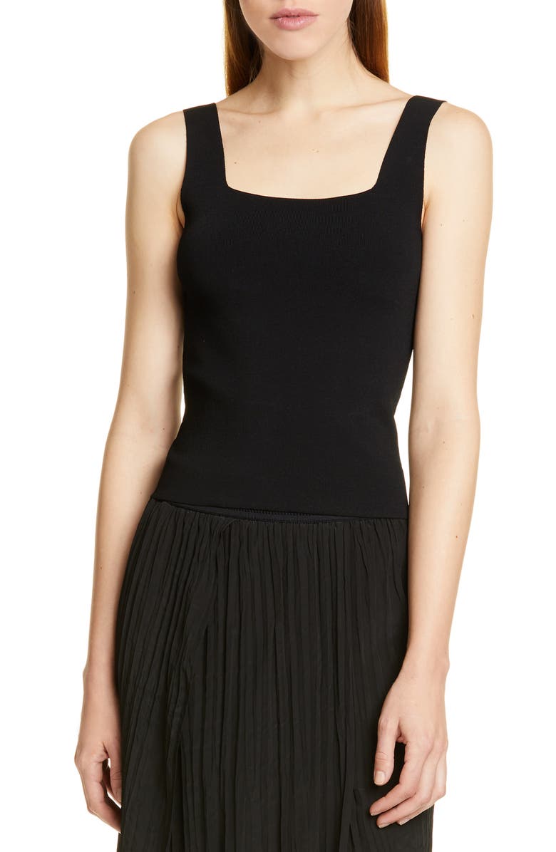VINCE Square Neck Sweater Tank, Main, color, Black