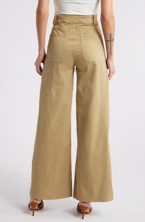 Shop Frame Modern Patch Pocket Wide Leg Pants In Sahara Khaki