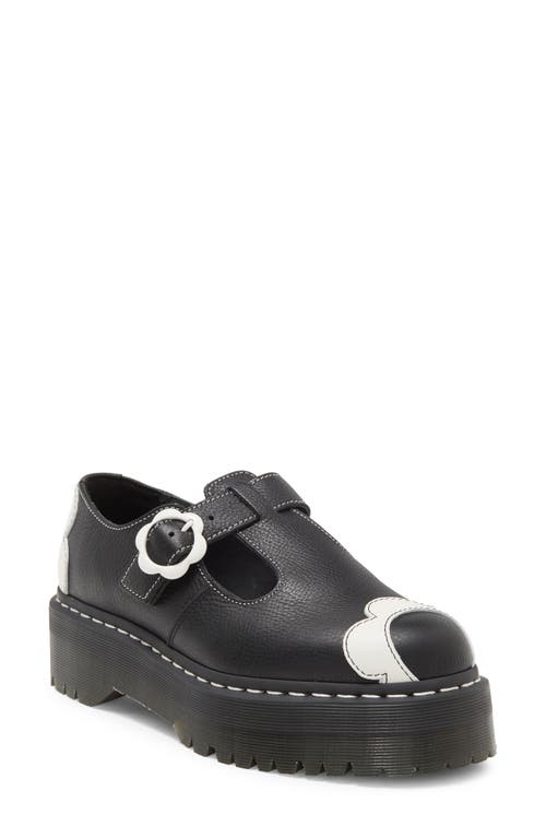 Dr. Martens' Dr. Martens Bethan T-bar Platform Shoe In Black/white Pisa