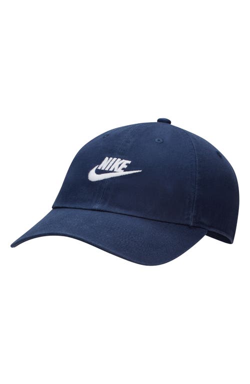 Shop Nike Club Futura Wash Baseball Cap In Midnight Navy/white