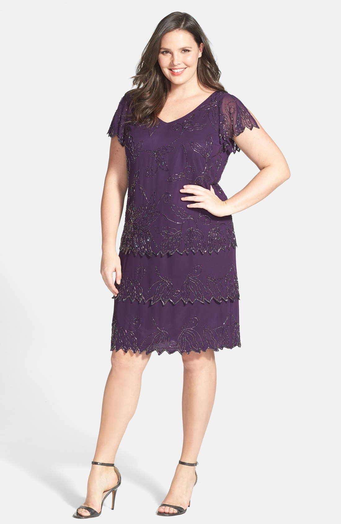 J Kara Beaded VNeck Cocktail Dress (Plus Size) Nordstrom