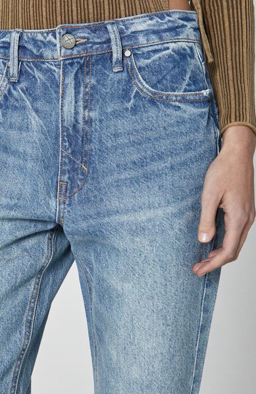 Unpublished Willa Ripped High Waist Straight Leg Jeans In Medium Blue