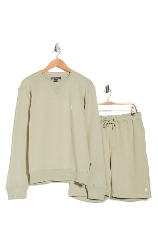 French Connection Crewneck Pullover & Shorts Set In Sage