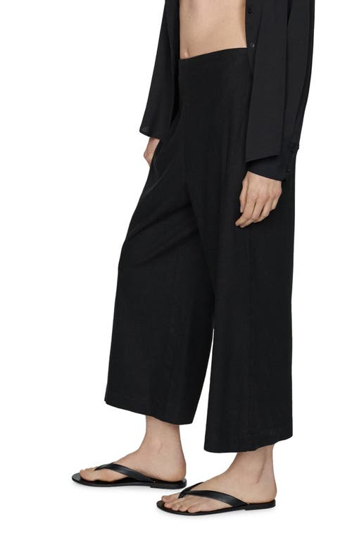 Shop Mango Linovis Linen Blend Wide Leg Pants In Black