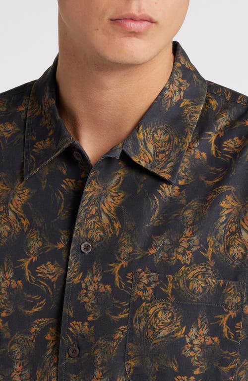 Shop Treasure & Bond Soft Wash Paisley Short Sleeve Lyocell & Cotton Button-up Shirt In Black Painterly Paisley