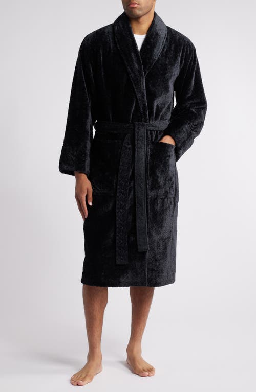 Shop Daniel Buchler Mosaic Texture Fleece Robe In Black