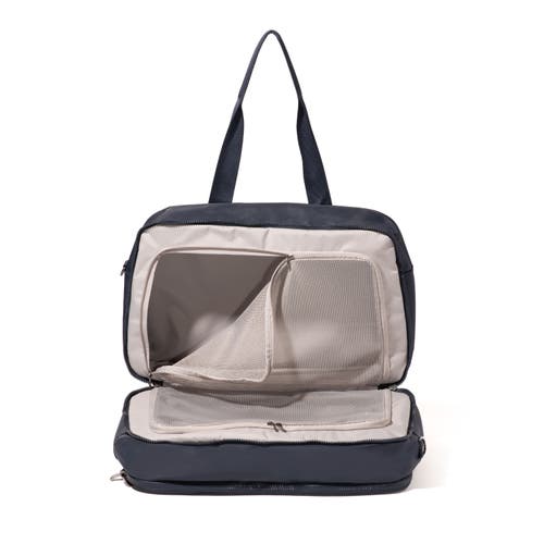 Shop Baggallini Getaway Split Case Duffel Weekender Bag In French Navy Twill