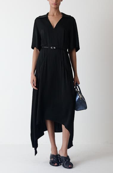 【関税＆送料込み】Givenchy Dress With Belt GIVENCHY Voyou belted pleated satin-trimmed denim mini dress